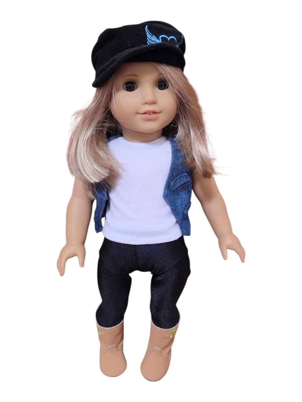 American Girl 18” Doll Bundle – Blonde Hair & Brown Eyes + Clothing, Boots & Acc